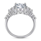 1.50 Carat Natural Round Diamond Shoulder Cluster Statement Engagement Ring
