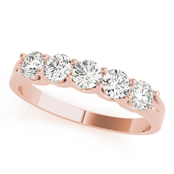 0.5Ct - 2.5Ct Lab-Grown Round Diamond U-Shaped Open Basket Shared Prong Setting 5-Stone Diamond Ring, DE Color VVS Clarity