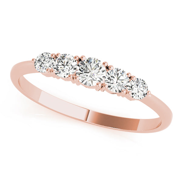 0.25ct Lab-Grown Round Diamond 5-Stone Minimal Shared Prong Setting Diamond Ring, DE Color VVS Clarity
