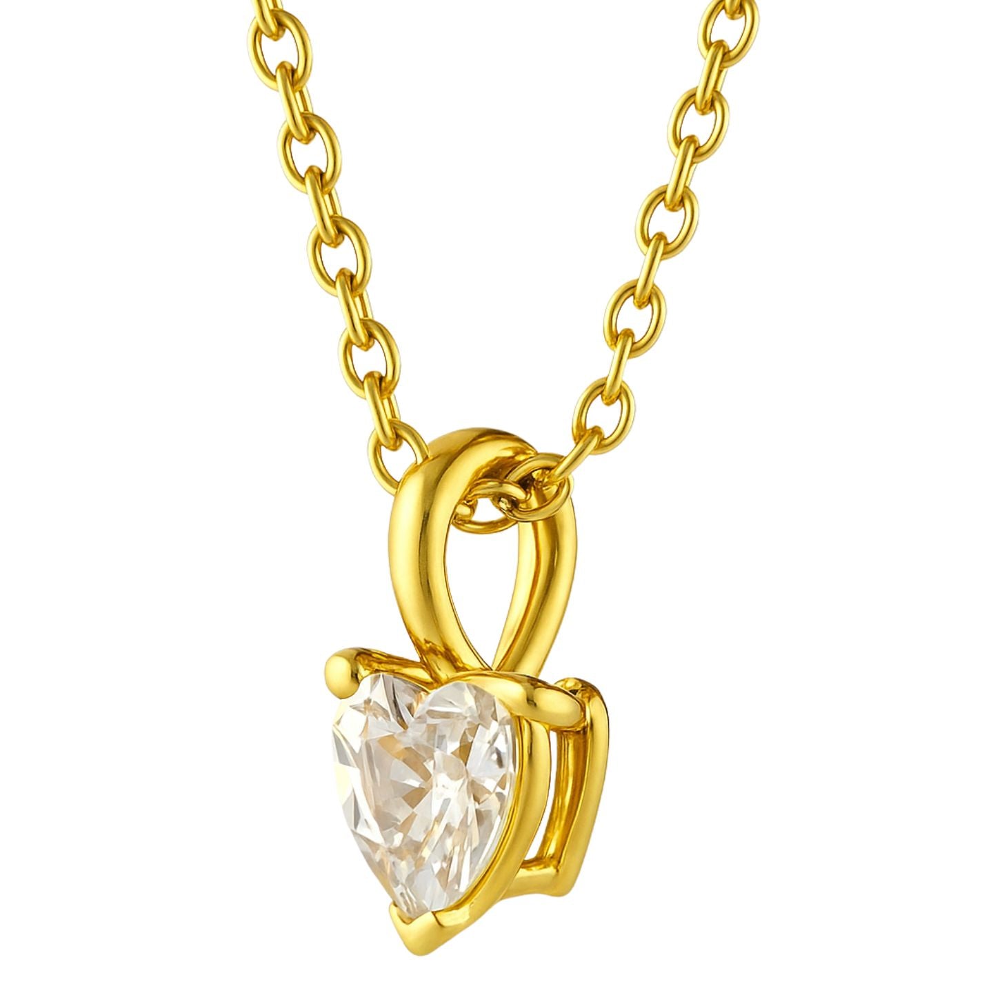 Natural Heart Cut Diamond Claw Set Solitaire Pendant in Gold