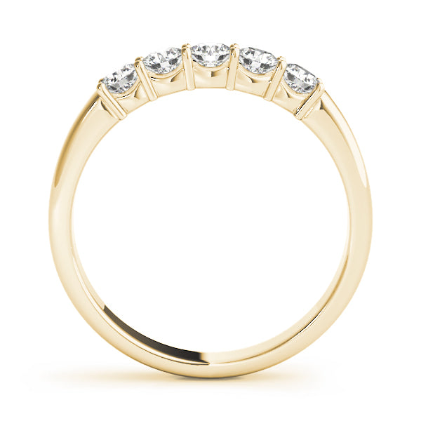 0.50ct Lab-Grown Round Diamond 5-Stone Shallow Scalloped Shared Prong Setting Diamond Ring, DE Color VVS Clarity
