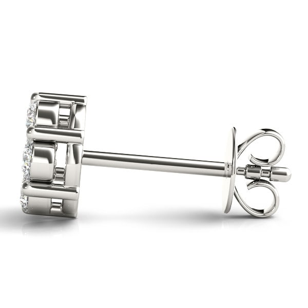 Natural Diamond Cluster Studs Earring In Yellow Gold