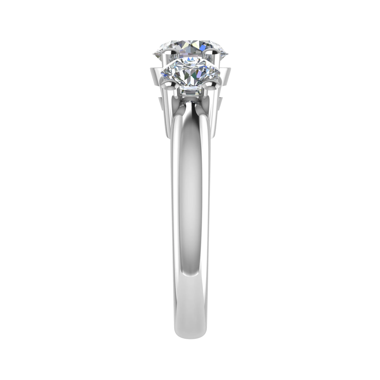 Natural Round Diamond 3 Stone Engagement Ring