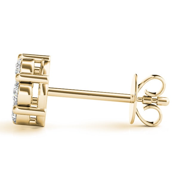 Natural Diamond Cluster Studs Earring In Yellow Gold