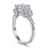1.50 Carat Natural Round Diamond Shoulder Cluster Statement Engagement Ring