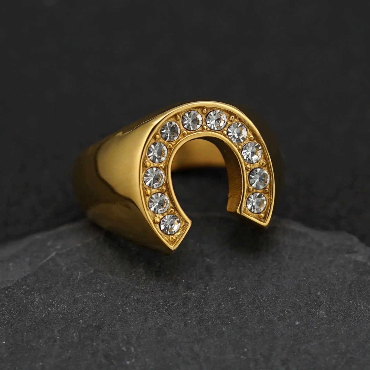 0.5 Carat Natural Round Diamond Horseshoe Statement Engagement Ring