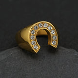 0.50 Carat Natural Round Diamond Horseshoe Statement Engagement Ring