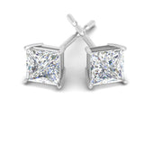 Stud Earrings with Princess-Cut Lab-Grown Diamond