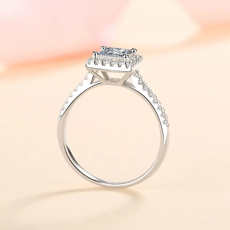 0.50 Carat Natural Princess Diamond Cluster Engagement Ring