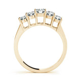 0.75Ct - 1.00Ct Lab-Grown Round Diamond Rectangular Basket Style Shared Prong Setting 5-Stone Diamond Ring, DE Color VVS Clarity