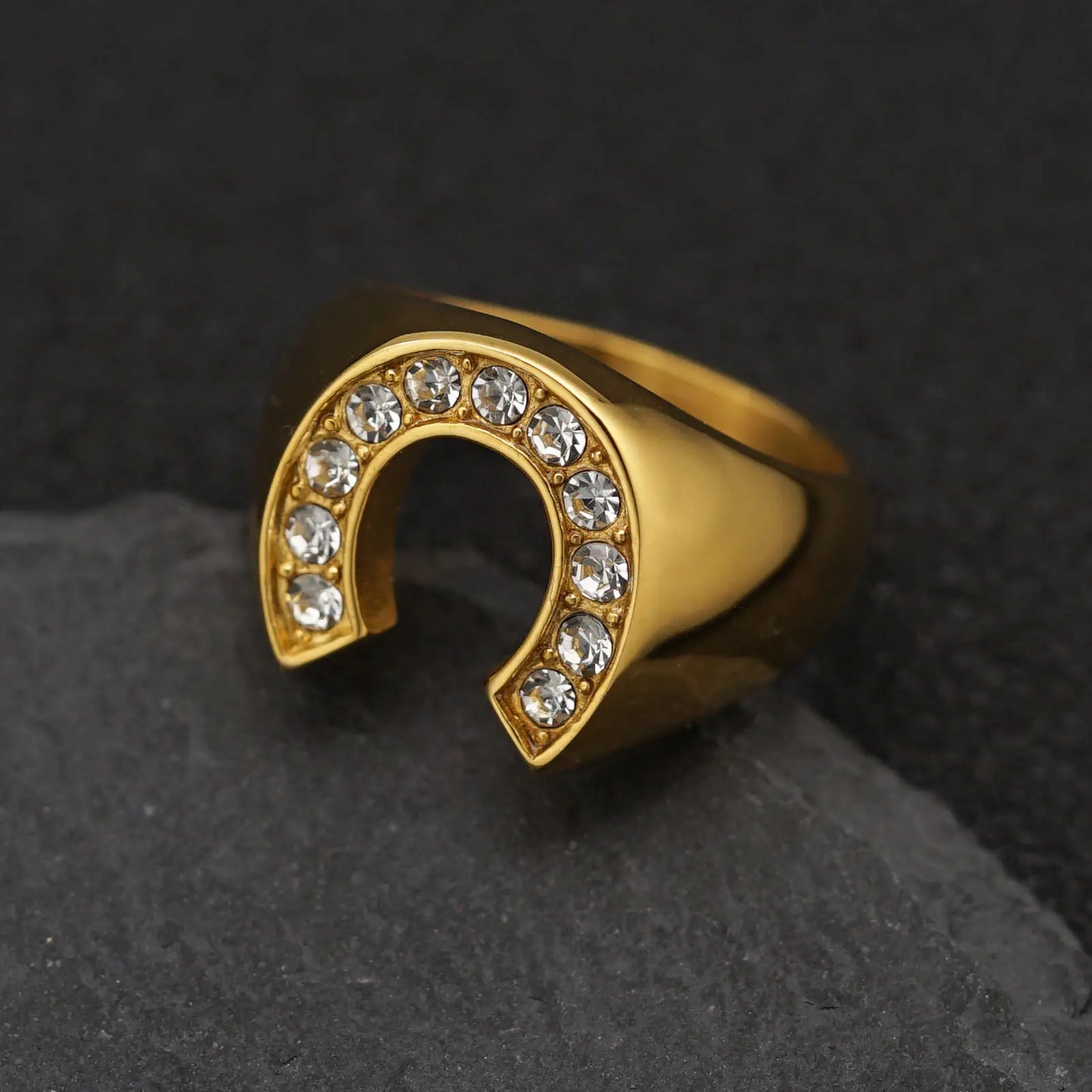 0.5 Carat Natural Round Diamond Horseshoe Statement Engagement Ring