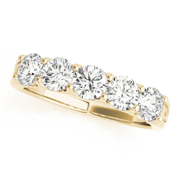 1.25Ct - 1.50Ct Lab-Grown Round Diamond Scalloped Open Gallery Shared Prong Setting 5-Stone Diamond Ring, DE Color VVS Clarity