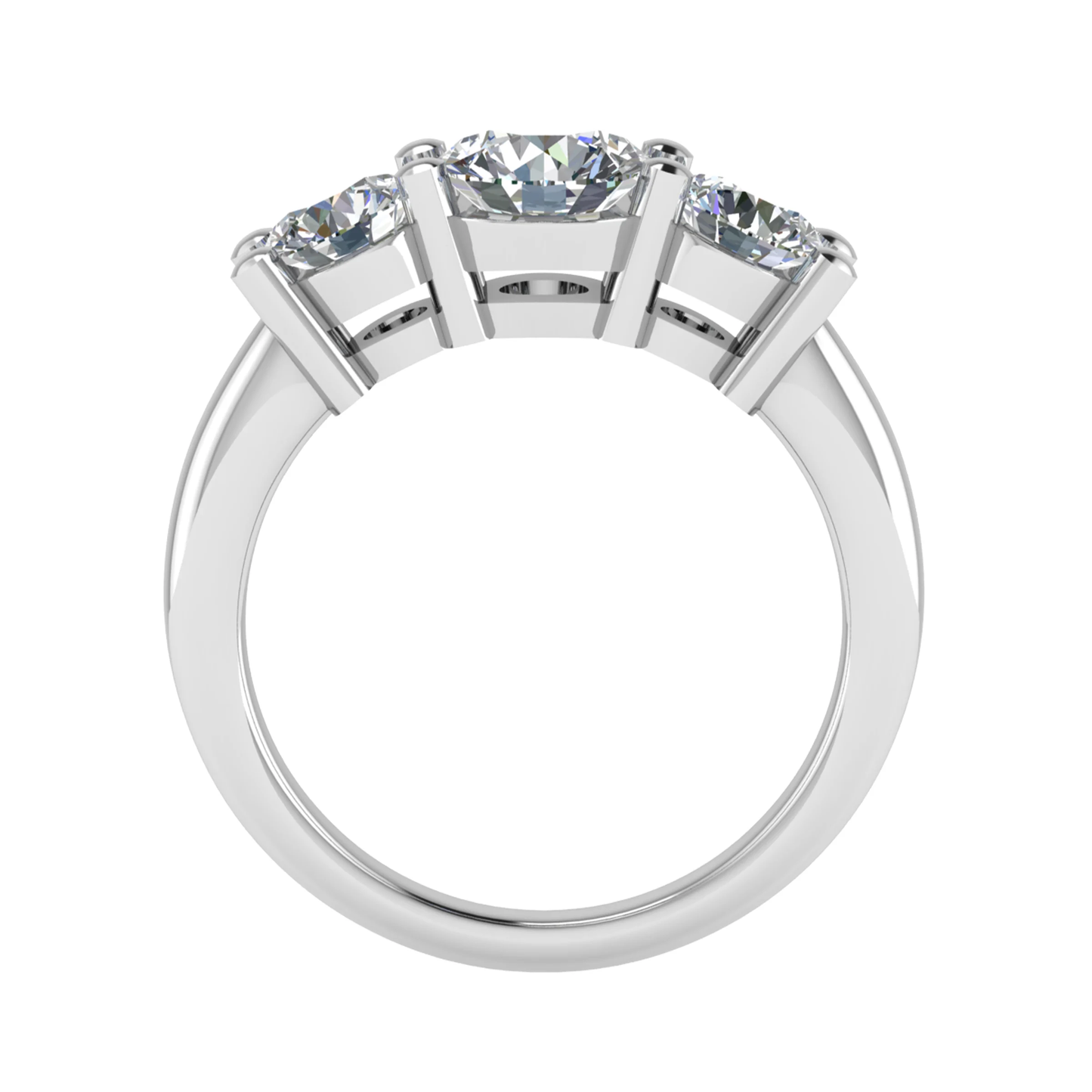 Natural Round Diamond 3 Stone Engagement Ring