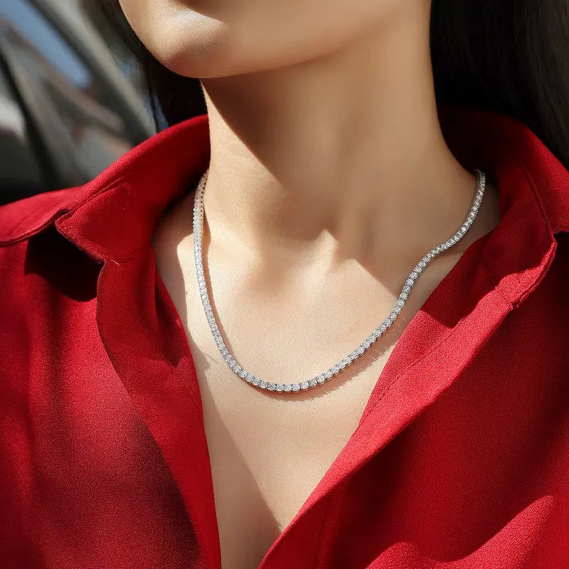 9k/14k Gold Lab Grown Round Diamond H/SI Claw Set Tennis Necklace