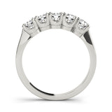 0.75Ct - 1.00Ct Lab-Grown Round Diamond U-cut Scalloped Shared Prong Setting 5-Stone Diamond Ring, DE Color VVS Clarity