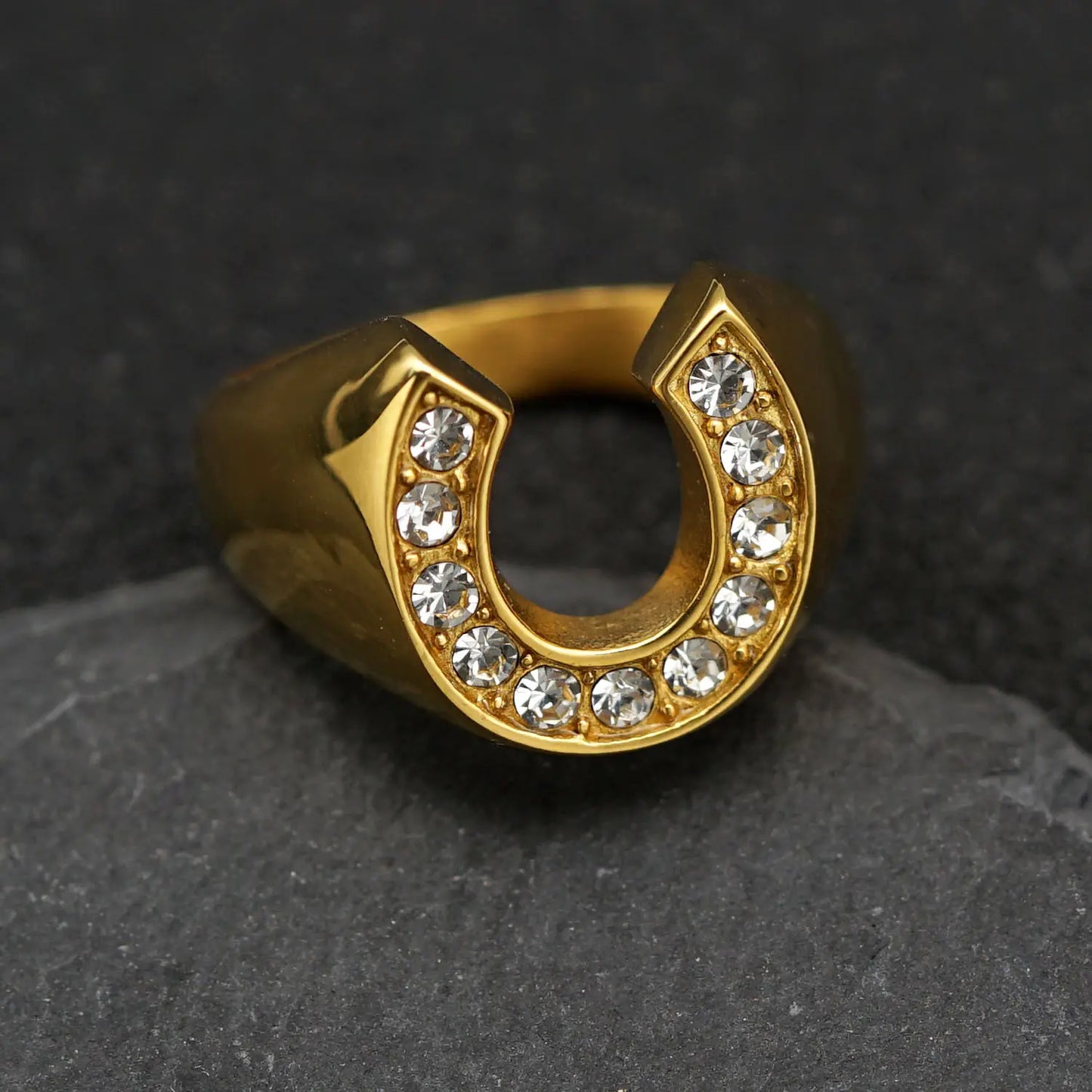 0.5 Carat Natural Round Diamond Horseshoe Statement Engagement Ring