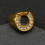 0.50 Carat Natural Round Diamond Horseshoe Statement Engagement Ring