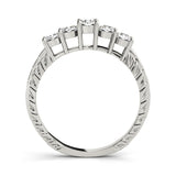 0.5Ct - 1.00Ct Lab-Grown Round Diamond Shared Prong Setting with Patterned Shank 5-Stone Diamond Ring, DE Color VVS Clarity
