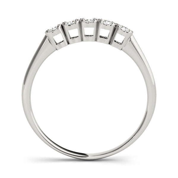 0.125ct Lab-Grown Round Diamond 5-Stone Square Shaped Halo Bezel Setting Diamond Ring, DE Color VVS Clarity