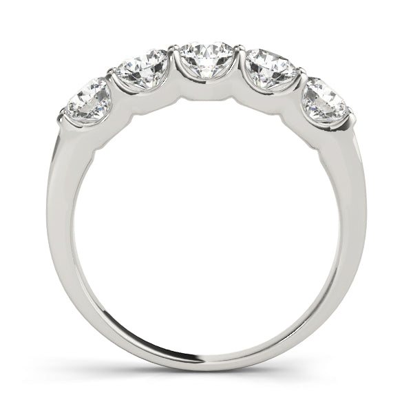 1.25Ct - 1.50Ct Lab-Grown Round Diamond Scalloped Open Gallery Shared Prong Setting 5-Stone Diamond Ring, DE Color VVS Clarity