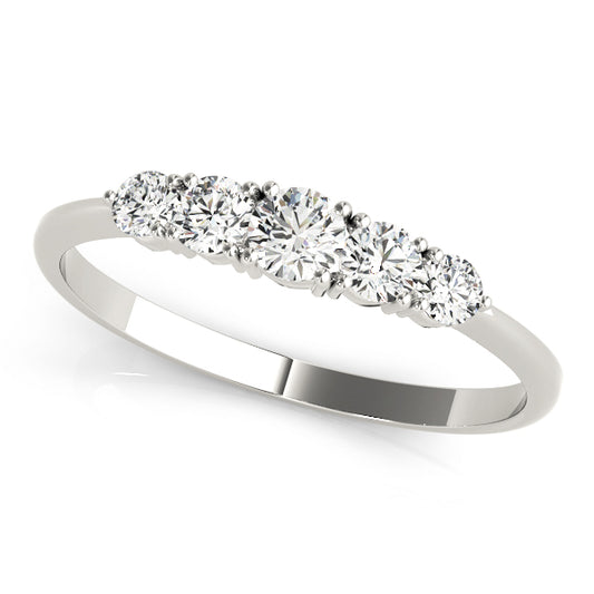 0.50ct Lab-Grown Round Diamond 5-Stone Minimal Shared Prong Setting Diamond Ring, DE Color VVS Clarity