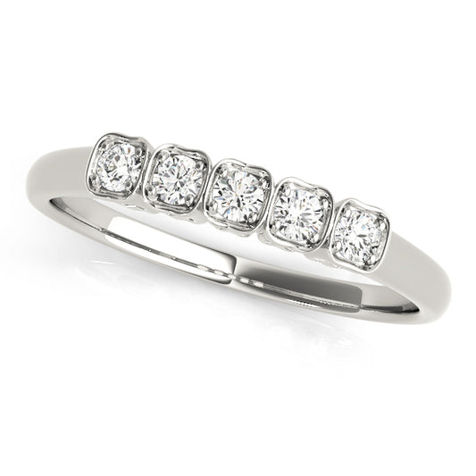 Lab-Grown Round Diamond 5-Stone Square Shaped Halo Bezel Setting Diamond Ring, DE Color VVS Clarity