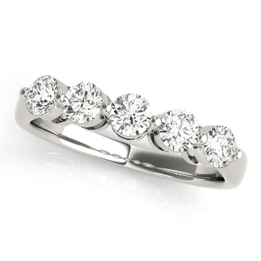 0.5Ct - 1.50Ct Lab-Grown Round Diamond Refined Shared Prong Setting 5-Stone Diamond Ring, DE Color VVS Clarity