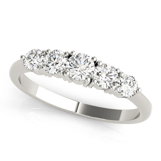 0.50ct Lab-Grown Round Diamond 5-Stone Low Basket Petite Shared Prong Setting Diamond Ring, DE Color VVS Clarity