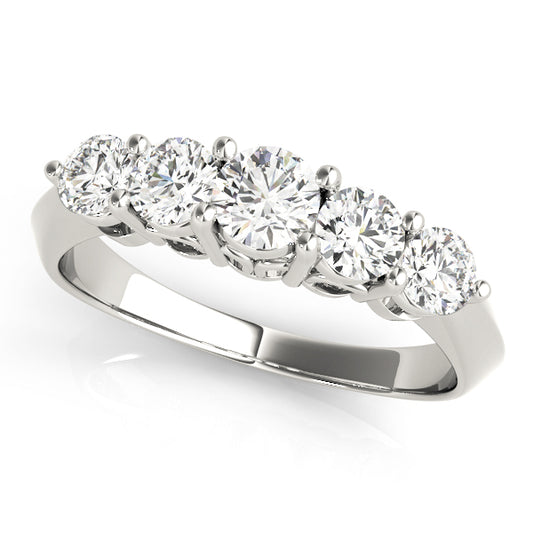 0.5Ct - 1.50Ct Round Lab-Grown Diamond Basket Style Shared Prong Setting 5-Stone Diamond Ring, DE Color VVS Clarity