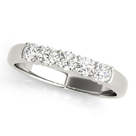 0.50ct Lab-Grown Round Diamond 5-Stone Shallow Scalloped Shared Prong Setting Diamond Ring, DE Color VVS Clarity