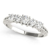 0.5Ct - 1.00Ct Lab-Grown Round Diamond Shared Prong Setting with Patterned Shank 5-Stone Diamond Ring, DE Color VVS Clarity