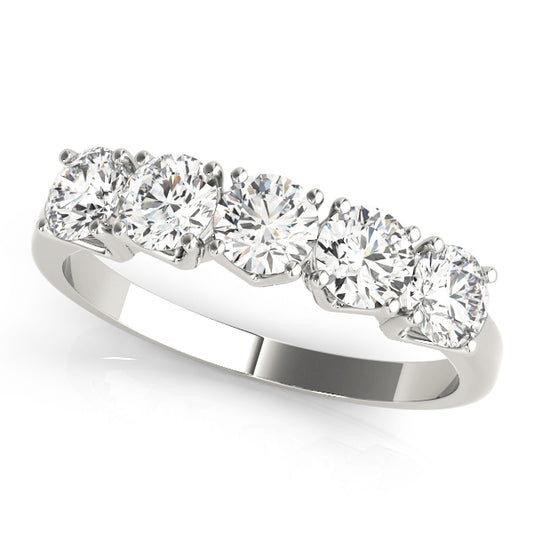 1.00ct Lab-Grown Round Diamond 5-Stone Traditional Trellis Setting Diamond Ring, DE Color VVS Clarity