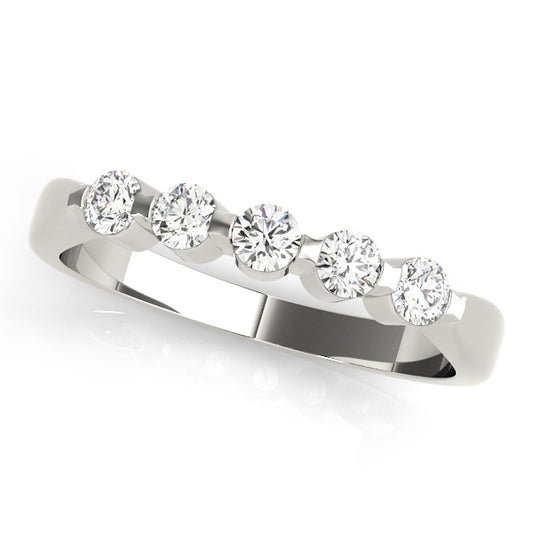 0.50ct Lab-Grown Round Diamond 5-Stone Bar Setting Diamond Ring, DE Color VVS Clarity