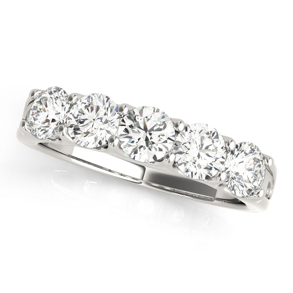 1.25Ct - 1.50Ct Lab-Grown Round Diamond Scalloped Open Gallery Shared Prong Setting 5-Stone Diamond Ring, DE Color VVS Clarity