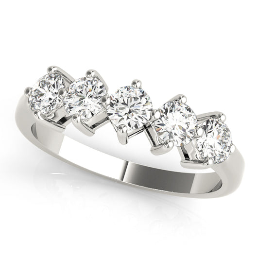 0.75ct Lab-Grown Round Diamond 5-Stone Modern Shared Prong Setting Diamond Ring, DE Color VVS Clarity
