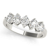 0,75 ct Labor-Diamant im Rundschliff, moderner 5-Stein-Ring mit geteilter Krappenfassung, Farbe DE, Reinheit VVS