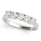 0.75Ct - 1.00Ct Lab-Grown Round Diamond U-cut Scalloped Shared Prong Setting 5-Stone Diamond Ring, DE Color VVS Clarity