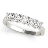 0.75Ct - 1.00Ct Lab-Grown Round Diamond U-cut Scalloped Shared Prong Setting 5-Stone Diamond Ring, DE Color VVS Clarity