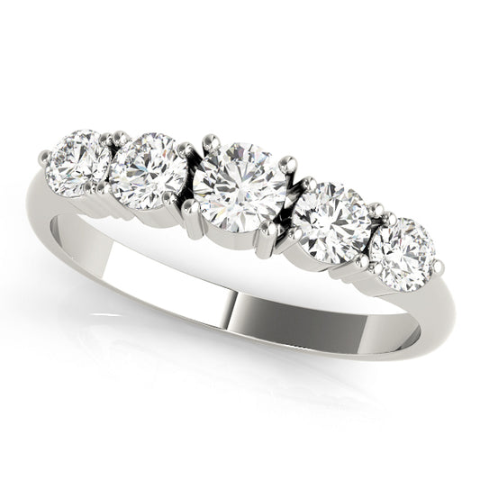 0.75ct Lab-Grown Round Diamond 5-Stone Deep U-basket Graduated Shared Prong Setting Diamond Ring, DE Color VVS Clarity