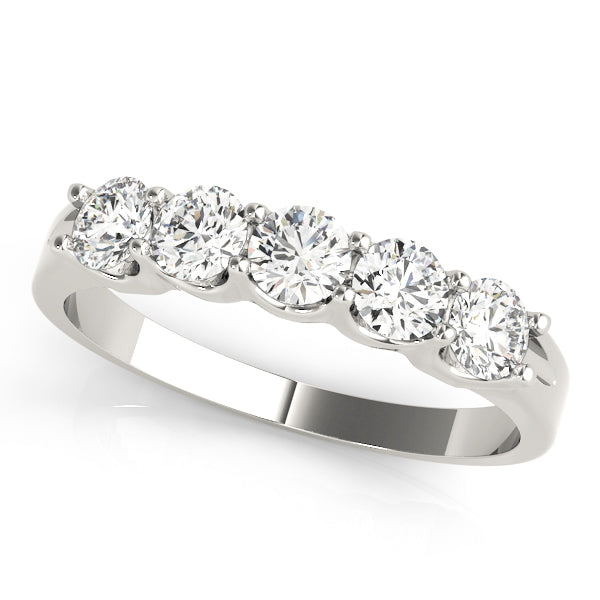 0.5Ct - 2.5Ct Lab-Grown Round Diamond U-Shaped Open Basket Shared Prong Setting 5-Stone Diamond Ring, DE Color VVS Clarity