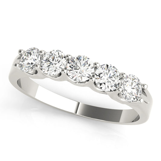 0.5Ct - 2.5Ct Lab-Grown Round Diamond U-Shaped Open Basket Shared Prong Setting 5-Stone Diamond Ring, DE Color VVS Clarity