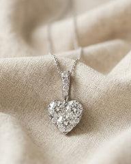Lab Diamond Heart Pendant Necklace in 9k White Gold - Luxury Elegant Design