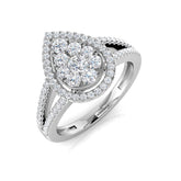 Natural Round Cut Diamond Pear Shape Cluster Ring
