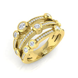 1.00 Carat Lab-Grown Round Cut Diamond Bubble Ring Yellow Gold