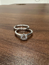 1.0Ct Six Prong Solitaire Wedding Ring Set Crafted in 9K White Gold