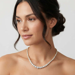 10.50 Carat Lab Grown Round Diamond Graduated Tennis Necklace Wedding Gift