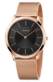 Calvin Klein Minimal Men's Rose Gold Watch – Stainless Steel Mesh Bracelet