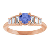 Round Tanzanite Accented Ring with Diamond Accents in Gold