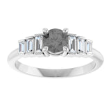Round Gray Spinel Accented Ring with Diamond Accents in Platinum