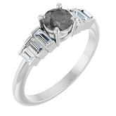 Round Gray Spinel Accented Ring with Diamond Accents in Platinum